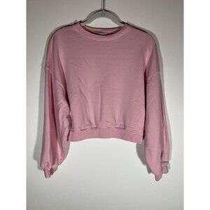 Agolde pink balloon sleeve cropped baby pink sweatshirt XS designer athleisure